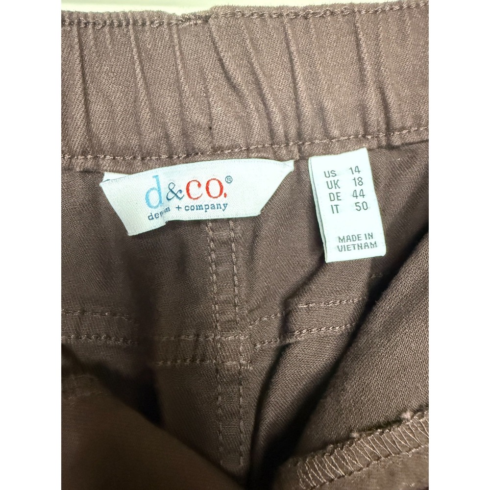 Denim & Co. Regular Woven Twill Slim Straight Pants Dark Chocolate, 14 #55M - Picture 3 of 4